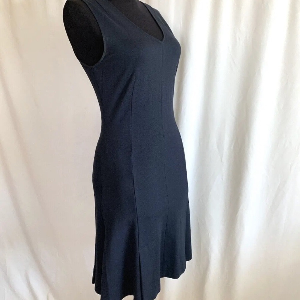 Theory Minimalist Navy Paneled Knit Dress - Size Small